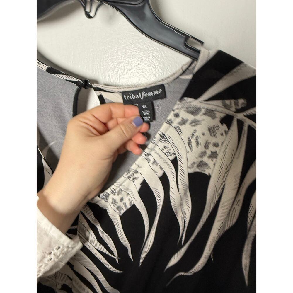 Tribal Black White Boho Slinky Stretchy Short Sleeve Jumpsuit Wedding Size 6 L - Picture 4 of 5